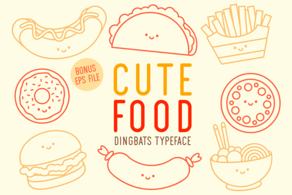 Cute Food: A Charming Dingbats Font for Creative Makers
